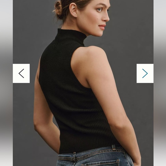 NWT Reformation black sleeveless cashmere mock neck sweater - Picture 3 of 5